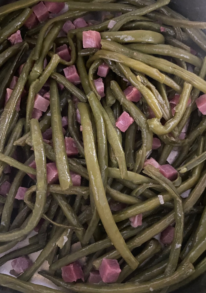 Una foto de Judías Verdes con taquitos de Jamón Serrano