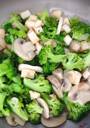 Foto resep Brokoli jamur baso ikan