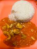 Plain rice with chicken Manchurian
