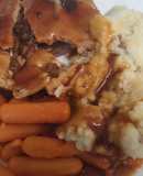 Gluten free steak pie with fluffy mash with carrots and gluten free gravy