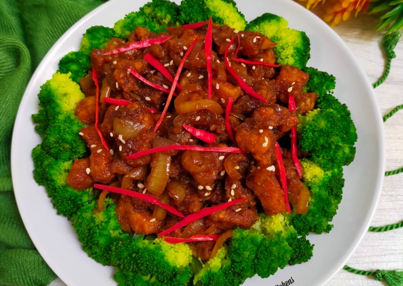 Black Pepper Crispy Chicken Broccoli