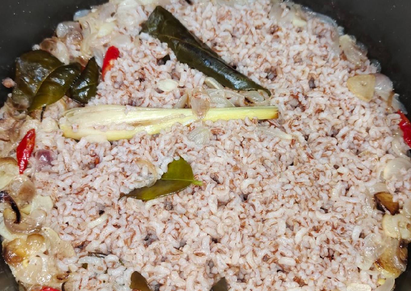 Nasi Liwet rice cooker (pakai beras merah)