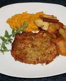 PORK CUTLETS WITH MASHED SWEET POTATOES AND CARAMELIZED APPLES. JON STYLE