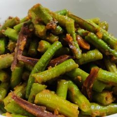Long bean and spicy anchovies A picture of Long bean and spicy anchovies.