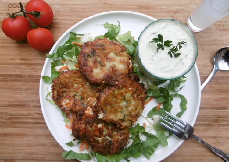 Courgette Patties with Tzaziki Dip