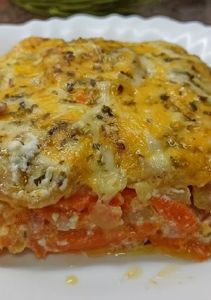 Una foto de Lasaña de boniato y bacon