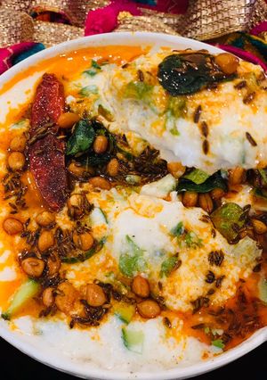 A picture of Curd Rice with Banyard Millets.