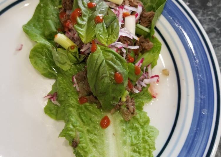 Easiest Way to Cook Appetizing Pho-flavor flank steak lettuce wraps