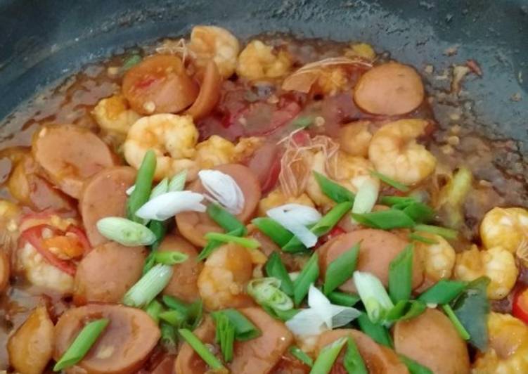 Resep 5. Udang Sosis masak kecap, Lezat