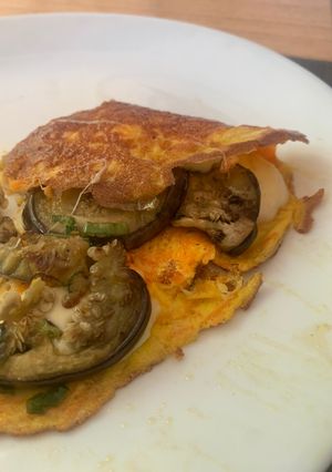 Una foto de Omelette de zanahoria con berenjenas