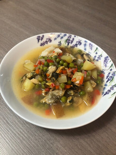 Una foto de Sopa de mariscos