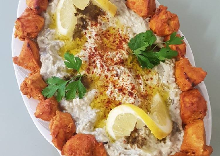 شيش طاووق مع متبل على الطريقة السورية