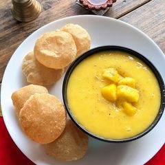 A picture of Aamras poori.