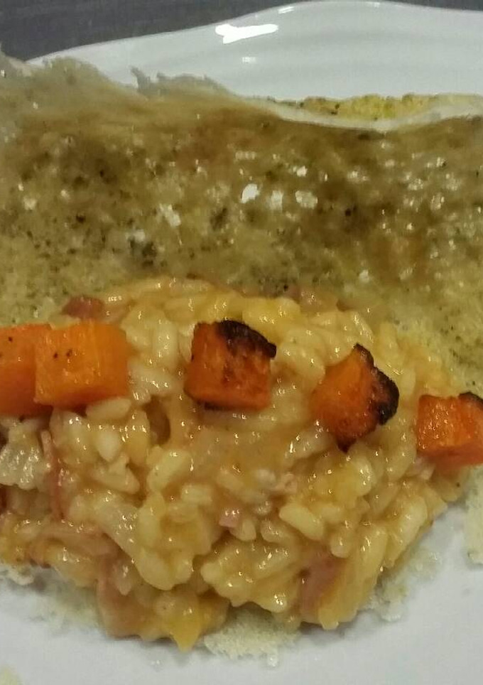 Una foto de Risotto de calabaza y panceta