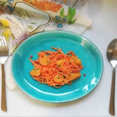 A picture of Carrot and orange "Amazake" salad.Sugar free.
