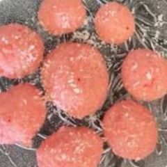 A picture of Strawberry coconut ladoo.