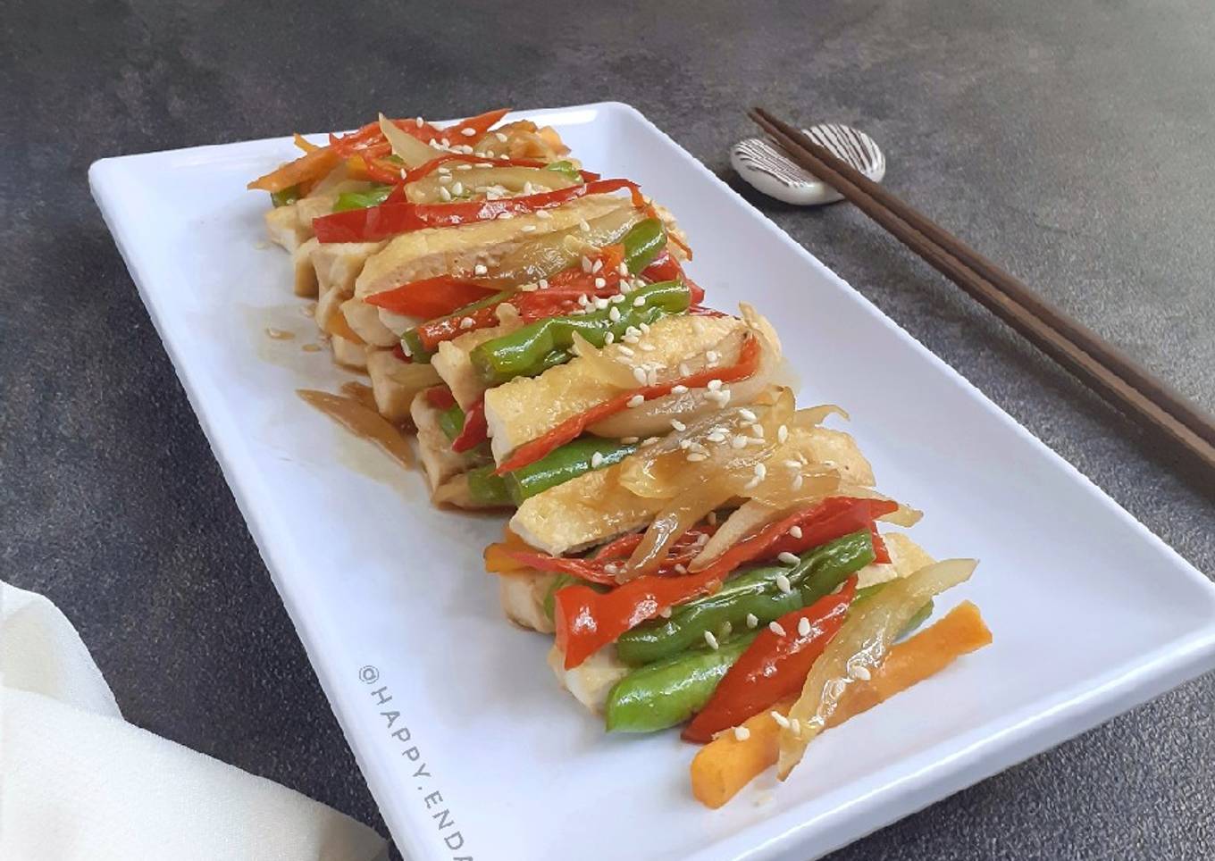 Tofu Japchae - Tumis Tahu dan Sayur ala Korea