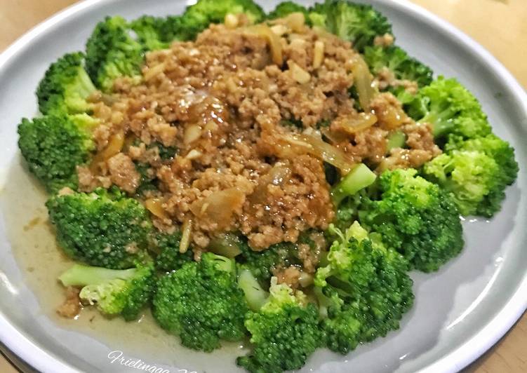 Resep Brokoli tumis daging giling Anti Gagal