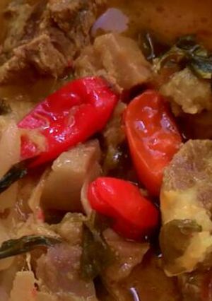 Foto resep Gulai nangka muda daun singkong dgn tetelan