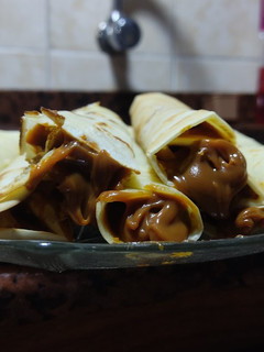 Una foto de Panqueques con dulce de leche