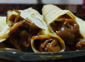 Una foto de Panqueques con dulce de leche