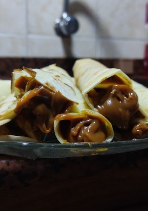 Una foto de Panqueques con dulce de leche