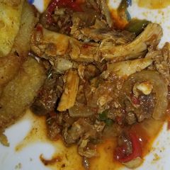 A picture of Shredded beef and chicken sauce.