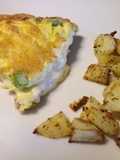 Scamorza, pancetta and asparagus frittata, with crispy potatoes
