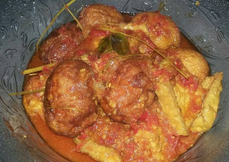 Tahu telur balado pedas