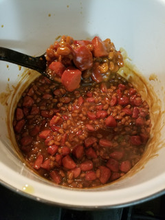 A picture of Kielbasa & Beans.
