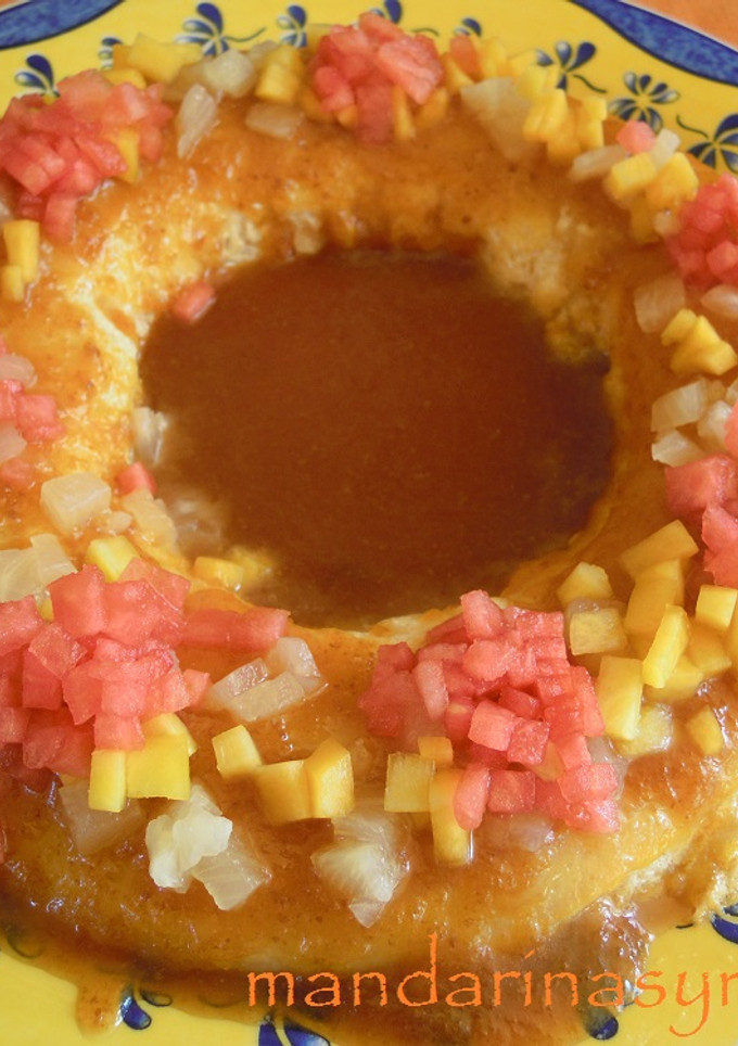 Una foto de Pudding con caramelode melocotón