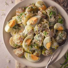 A picture of My Wild Garlic & Lemon Potato Egg Salad.