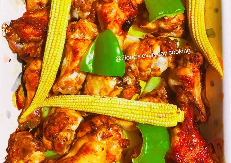 Recipe of Speedy Roasted chicken wings with veggies烤箱版蔬菜烤鸡翅根