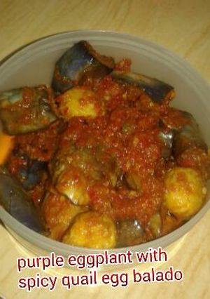 Foto resep Purple eggplant with spicy quail egg balado