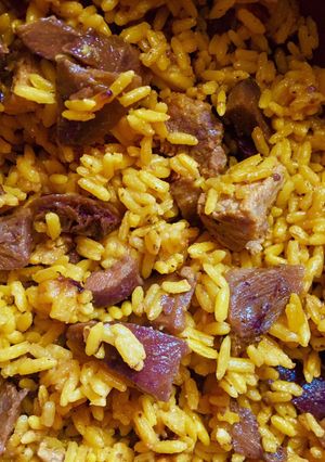Una foto de Arroz con setas y solomillo