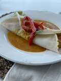 Crepas de arroz en Thermomix con pollo al curry