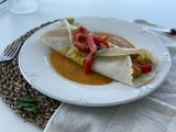 Crepas de arroz en Thermomix con pollo al curry