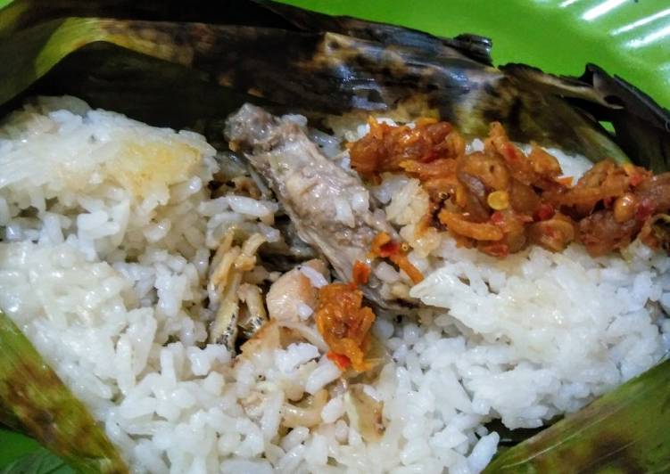 Nasi bakar teri medan+ ayam + udang no pedas