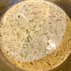A picture of Broccoli and Cauliflower Cheddar Soup.