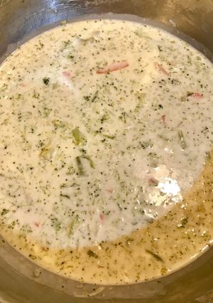 A picture of Broccoli and Cauliflower Cheddar Soup.