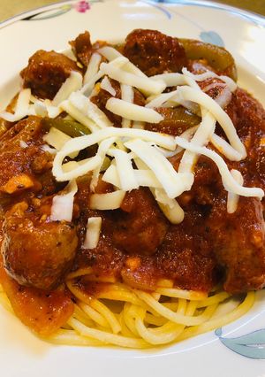 A picture of Sausage Spaghetti 🍝 Sauce.