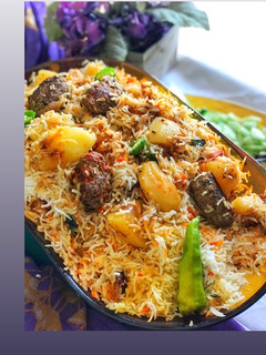 A picture of Kabab karahi biryani.