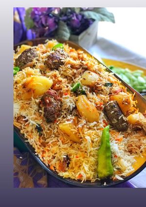 A picture of Kabab karahi biryani.