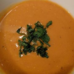 A picture of Indian Red lentil soup with Garam Masala.