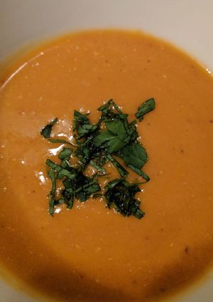 A picture of Indian Red lentil soup with Garam Masala.