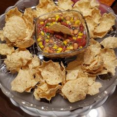 Mexican Bean Salsa with corn Tortilla chips A picture of Mexican Bean Salsa with corn Tortilla chips.