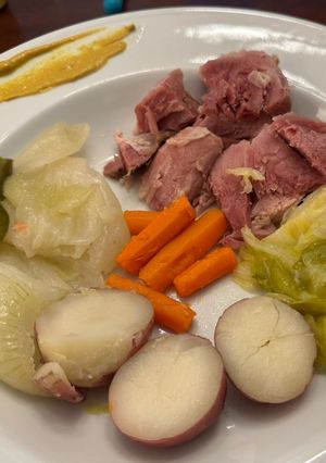 A picture of New England Boiled Ham Dinner.