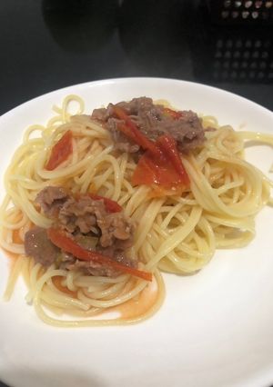 Hình của món Mỳ ý sốt bò băm.
