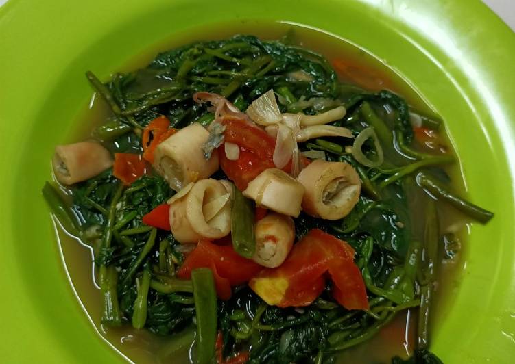 makanan Kangkung cumi asin simple Anti Gagal