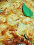 Berenjena a la parmesana con langostinos